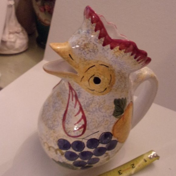 HUNGARIAN HAND PAINTED ROOSTER/CHICKEN PITCHER. - Picture 3 of 5